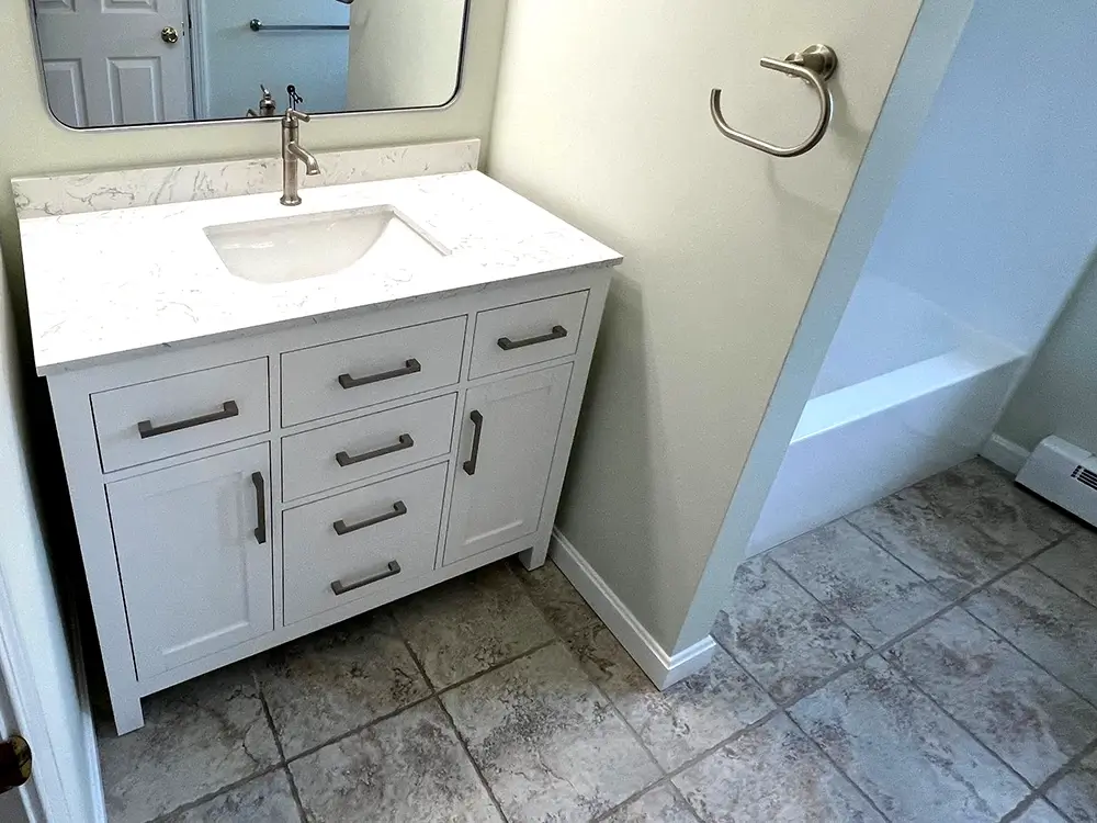 Newly remodeled bathroom interior vanity