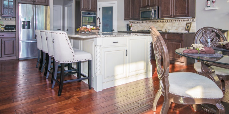Custom decorative kitchen island with granite countertop