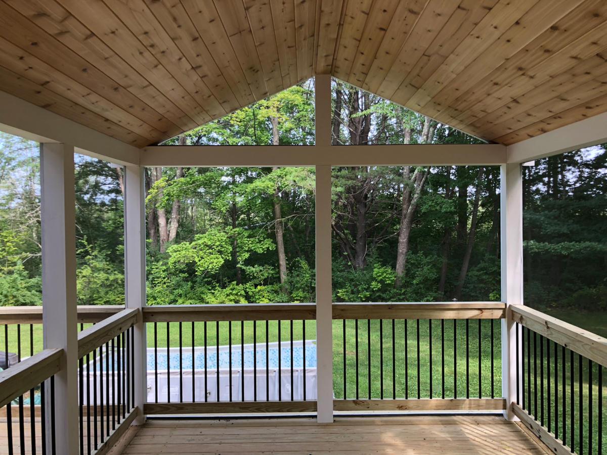 New screened porch with pine ceiling